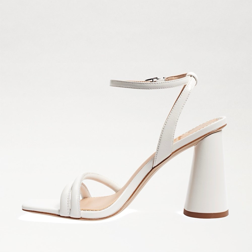 Sam Edelman Kia Block Heel Sandals in bright white leather. Size 11 - Picture 5 of 15